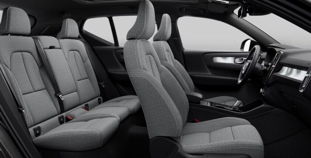 Volvo XC40 Recharge Midnight Zinc Tailored Wool Blend in Charcoal Interior Picture